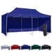 Blue 10x20 Instant Canopy Tent and 3 Side Walls - Commercial Grade Steel Frame with Water-Resistant Canopy Top and Sidewalls - Bonus Canopy Bag and Stake Kit Included (5 Color Options)