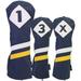 Majek Retro Golf Headcovers Blue White and Yellow Vintage Leather Style 1 3 X Driver Fairway Woods Head Cover Classic Look