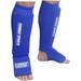 Combat Sports Adults Washable MMA Kickboxing Muay Thai Karate Elastic Cloth Shin & Instep Padded Guards Large Blue