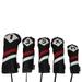 Majek Retro Golf Headcovers Black Red and White Vintage Leather Style 1 3 5 X H Driver Fairway and Hybrid Head Covers Fits 460cc Drivers Classic Look