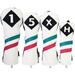 Majek Golf Vintage Headcovers White Seafoam Teal Pink Stripe Premium Retro Leather Style 1 5 X H Driver Fairway Hybrid Head Covers Fits 460cc Drivers and Modern Metal Woods Custom Design in California