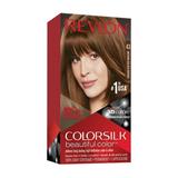 Revlon Colorsilk Beautiful Color Permanent Hair Dye Dark Brown At-Home Full Coverage Application Kit 43 Medium Golden Brown 1 count