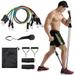 Fitness Resistance Bands Sets 11pcs/Set Natural Rubber Latex Rally Rope Elastic Pull String Resistance Tube for Home Fitness Workout Yoga Pilates Arms Legs Strength Exercise
