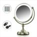 Ovente Lighted Makeup Mirror Tabletop 9.5 Inch 1X 5X Magnifier Dimmable 360 Degree Double Sided Spinning LED Acrylic Edge Battery USB Powered Vanity Skin Care Circle Large Nickel Brushed MGT95BR1X5X