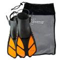 Seavenger Torpedo Swim Fins | Travel Size | Snorkeling Flippers With Mesh Bag For Women Men And Kids (Orange XS/XXS)
