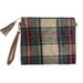 StylesILove Women Stylish Crossbody Clutch Pouch Cosmetic Bag Card Holder Multi-use Bag with Adjustable Shoulder Strap and Wrist Strap (Beige Plaid)