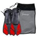Seavenger Torpedo Swim Fins | Travel Size | Snorkeling Flippers With Mesh Bag For Women Men And Kids (Red S/M)
