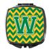 Letter W Chevron Green and Gold Compact Mirror CJ1059-WSCM