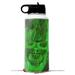 Skin Wrap Decal compatible with Hydro Flask Wide Mouth Bottle 32oz Flaming Fire Skull Green (BOTTLE NOT INCLUDED)