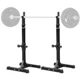 2-Piece Adjustable Squat Stand Rack or Barbell Free Press Bench Black