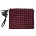 StylesILove Women Stylish Crossbody Clutch Pouch Cosmetic Bag Card Holder Multi-use Bag with Adjustable Shoulder Strap and Wrist Strap (Red Houndstooth)