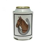 Brown Horse in Horseshoe - Hoof Good Luck Bridle Can Cooler Drink Insulator Beverage Insulated Holder