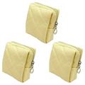 Kingsley Quilted Cosmetic Bag - Multi-Purpose Zipper Makeup Bag Pouch Cream - Set of 3