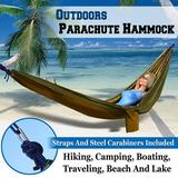 Sunrise Portable Nylon Parachute Hammock Light Travel Camping Hiking Swing Bed (Khaki/Green)