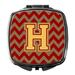 Letter H Chevron Garnet and Gold Compact Mirror