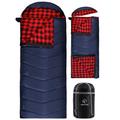 REDCAMP Flannel Sleeping Bag for Adults Large Cotton Sleeping Bags for Camping with Detachable Hood Red Plaid with 3lbs Filling