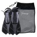 Seavenger Torpedo Swim Fins | Travel Size | Snorkeling Flippers With Mesh Bag For Women Men And Kids (Black XS/XXS)