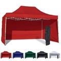 Red 10x15 Instant Canopy Tent and 3 Side Walls - Commercial Grade Aluminum Frame with Water-Resistant Canopy Top and Sidewall - Bag and Stake Kit Included (5 Color Options)