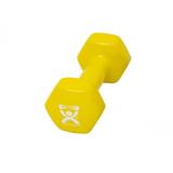 CanDo Vinyl Coated Dumbbell Yellow 9 lb Single 1pc Handheld Weight for Muscle Training and Workouts Color Coded Anti-Roll Home Gym Equipment Beginner and Pro