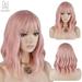 Gustave 14Inches Womens Girls Short Curly Synthetic Wig With Air Bands Cosplay Casual Party Replacement Wigs Lady Ombre Hair Lovly Pink