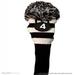 Majek #4 Hybrid Rescue Utility Black & White Golf Headcover Knit Pom Pom Retro Classic Vintage Head Cover