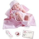 JC Toys La Newborn Doll 14 inch All-Vinyl Real Girl Baby Doll 9 pcs Pink Gift Set