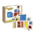 Guidecraft Treasure Blocks - Primary: Smooth Wooden Observation Stacking Blocks with Transparent Windows Educational Toy for Kids