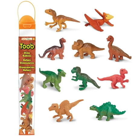 Safari Ltd. Baby Dinosaurs TOOB - 10 Figurines: Pteranodon Apatosaurus Triceratops Brachiosaurus Stegosaurus Velociraptor T-Rex & More - Educational Toy Figures For Boys Girls & Kids Ages 3+