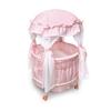 Badger Basket Royal Pavilion Round Doll Crib W Ith Canopy And Bedding - Pink/White - Fits American Girl My Life As & Most 18 inch Dolls