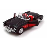 1957 chevy corvette convertible black - welly 29393 - 1/24 scale diecast model toy car