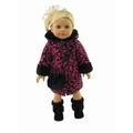 Black and Magenta Leopard Hooded Coat with Purse for 18 inch dolls