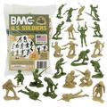 BMC Marx Plastic Army Men US Soldiers - Green vs Tan 38pc WW2 Figures - Made in USA