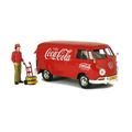 Coca-Cola 1/24 Scale 1963 Volkswagen T1 Diecast Cargo Van with New Delivery Driver Handcart & 2 Bottle Cases (Collectible Toy Vehicle)