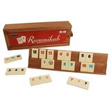 Front Porch Classics | Rummikub Vintage Edition in All-Wood Storage Case with 4 Built-in Player Trays and 106 Rummikub Tiles for 2 to 4 Players Ages 8 and Up