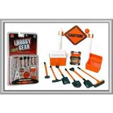 1/24 Construction Accessories: Caution Sign Tool Box Cooler Generator Shovels Broom Sledge Hammer Pick Axe)