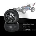 Gotoamei 2pcs 140mm Truck Wheel Rim and Tire For 1/8 Traxxas HSP HPI RC Crawler Car