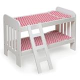 Badger Basket Doll Bunk Bed with Bedding and Ladder - White/Pink/Chevron