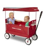 Radio Flyer 3-in-1 EZ Fold Wagon with Canopy Seat Belts Red