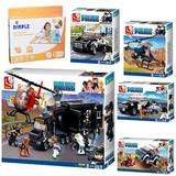 Sluban Kids SWAT Police Mobile Command Center Police Car and Police Helicopter Building set and Dimple Kids Washable