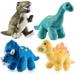 Prextex Plush Dinosaurs - 4 Pack of 10 Long Stuffed Animal Assortment - Great Gift for Kids - Great Christmas Gift Set