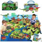 ToyVelt Dinosaur Play Set Dinosaur Toys Includes Dinosaur Figures Trees Rocks PlayMat And A Beautiful Container Create a Dino World Great Gift for Boys & Girls Ages 3 4 5 6 and Up UPDATED VERSION