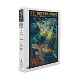 St. Petersburg Florida Sea Turtle Paper Mosaic (1000 Piece Puzzle Size 19x27 Challenging Jigsaw Puzzle for Adults and Family Made in USA)