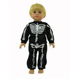 Black Skeleton Halloween Pajamas For 18 Inch Doll