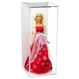 Deluxe Acrylic Figurine Display Case for Doll Bobblehead Action Figure or Collectible Toy Figure with White Back and Wall Mount (A017-WB-WM)