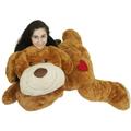 Giant Stuffed Puppy Dog with Heart on Butt 5 Feet Long Soft Extremely Large Plush Brown Stuffed Animal