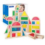 Guidecraft Rainbow Blocks Set - 30 Pcs. Kids Learning & Educational Toys Stacking Blocks