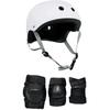 Skateboard Helmet Elbow/Knee/Wrist Pad Combo ADULT LARGE Bmx Inline WHITE