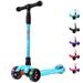Allek Kick Scooter B02 with Light-Up Wheels and 4 Adjustable Heights for Children from 3-12yrs (Aqua Blue)