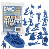 BMC Marx Plastic Army Men US Soldiers - Blue 31pc WW2 Figures - Made in USA