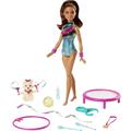Barbie Dreamhouse Adventures Teresa Spin â€˜n Twirl Gymnast Doll 11.5-inch Brunette in Leotard with Accessories